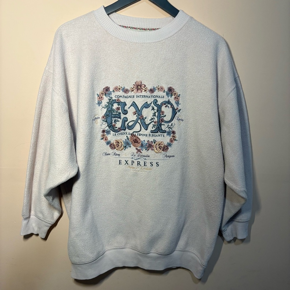 Vintage Express Athletique Floral Oversized Sweatshirt Pink S